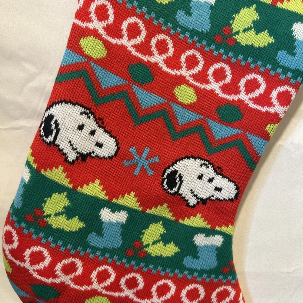NEW Peanuts SNOOPY 75TH Anniversary 18in Red Fine Cable Knit‎ Christmas Stocking